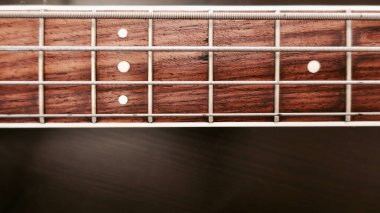 Kopya alanı olan bas gitar yakalı. Koyu arkaplan