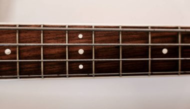 Kopya alanı olan bas gitar yakalı. Beyaz arkaplan