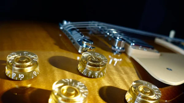 Klasik Elektro Gitar Kapanışı Işık Gölge — Stok fotoğraf