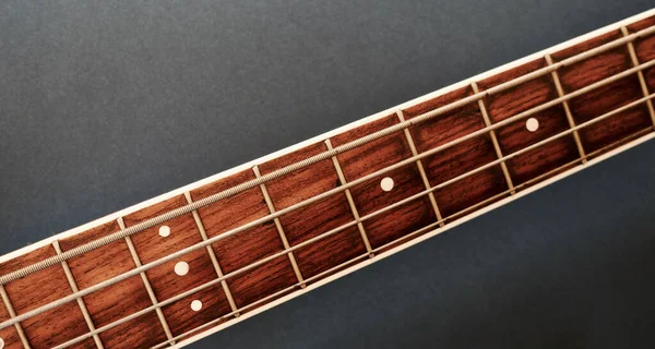 Cuello Bajo Guitarra Con Espacio Copia Fondo Azul — Foto de Stock