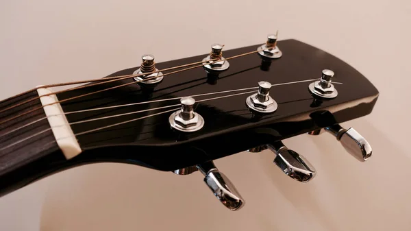 Gitara Headstock Zbliżenie Tło Koloru — Zdjęcie stockowe