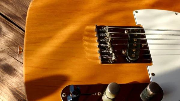 Guitarra Eléctrica Vintage Las Tablas Madera — Foto de Stock