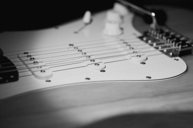 Elektro gitar kapanışı. siyah ve beyaz 