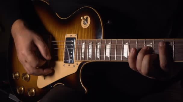 Guitarist Plays Guitar Studio Record Slow Motion 100P — Stock Video