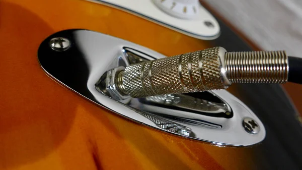 Electric Guitar Closeup Guitar Jack Copy Space — Stock Photo, Image