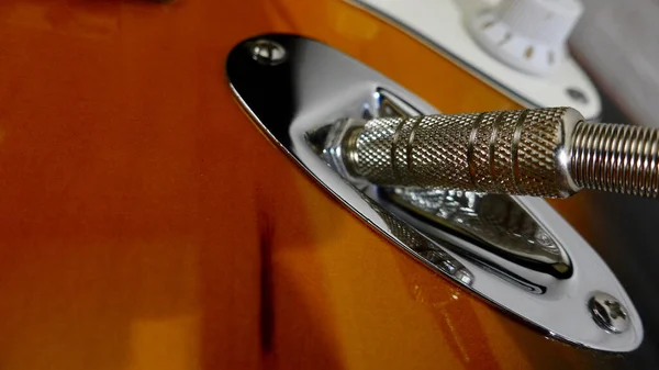 Electric Guitar Closeup Guitar Jack Copy Space — Stock Photo, Image