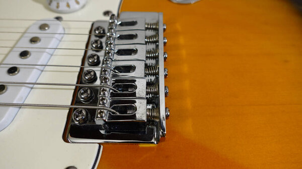 Electric guitar closeup . Copy Space