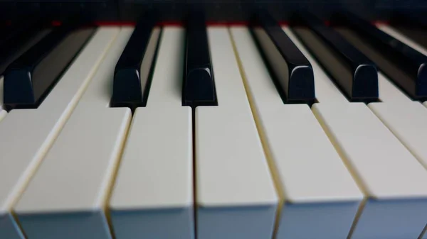 Teclados Piano Cerca Teclas Blanco Negro — Foto de Stock