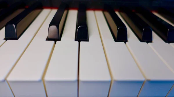 Teclados Piano Cerca Teclas Blanco Negro — Foto de Stock