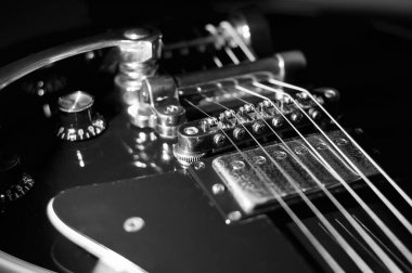 Elektro gitar kapanışı. siyah ve beyaz