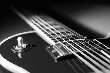 Elektro gitar kapanışı. siyah ve beyaz