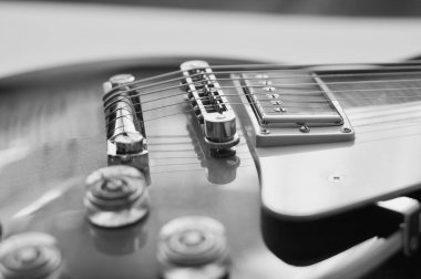 Elektro gitar kapanışı. siyah ve beyaz 
