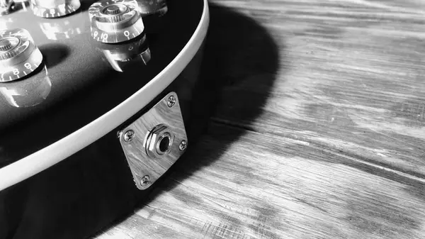 Guitarra Eléctrica Las Tablas Madera Blanco Negro —  Fotos de Stock