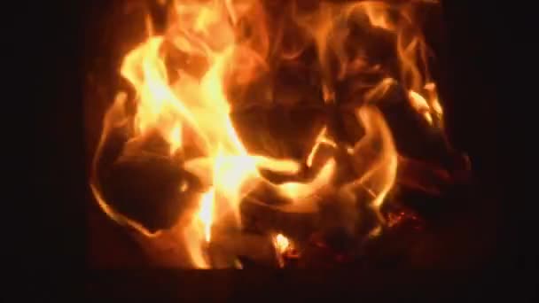 Ocakta Ateş Yanıyor Turuncu Alev Yavaş Çekim 50P — Stok video