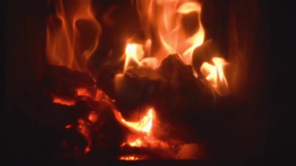 Пожежа Горить Печі Помаранчевий Вогонь Повільний Рух 100P — стокове відео