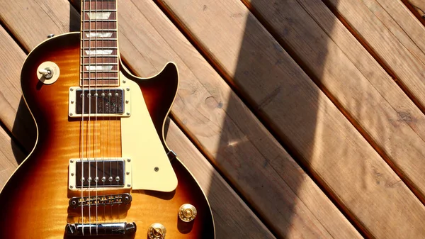 Guitarra Eléctrica Vintage Las Tablas Madera —  Fotos de Stock