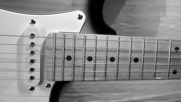 Electric guitar closeup . Copy space