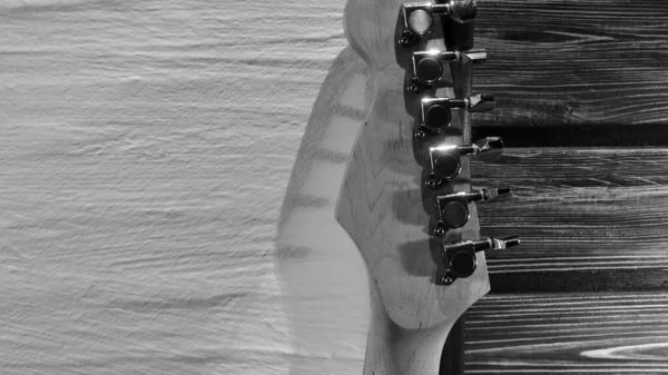 Guitarra Eléctrica Headstock Primer Plano Copiar Espacio —  Fotos de Stock