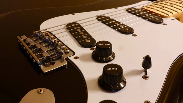 Elektrische Gitaar Headstock Close Kleurachtergrond — Stockfoto