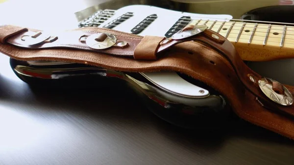 Electric Guitar Closeup Guitar Strap — Stock Photo, Image