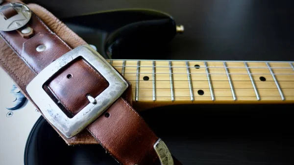 Electric Guitar Closeup Guitar Strap — Stock Photo, Image