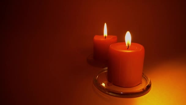 Burning Red Candle Red Background Slow Motion 100P — Stock Video