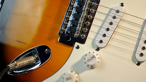 Electric Guitar Closeup White Background Copy Space — Stock Photo, Image