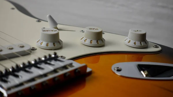 Electric Guitar Closeup White Background Copy Space — Stock Photo, Image