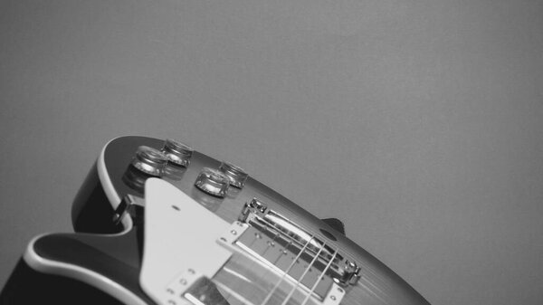 Electric guitar closeup . Copy space