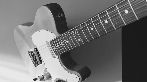 Klasik Elektro Gitar Kapanışı Uzayı Kopyala Siyah Beyaz — Stok fotoğraf