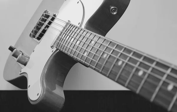 Klasik Elektro Gitar Kapanışı Uzayı Kopyala Siyah Beyaz — Stok fotoğraf