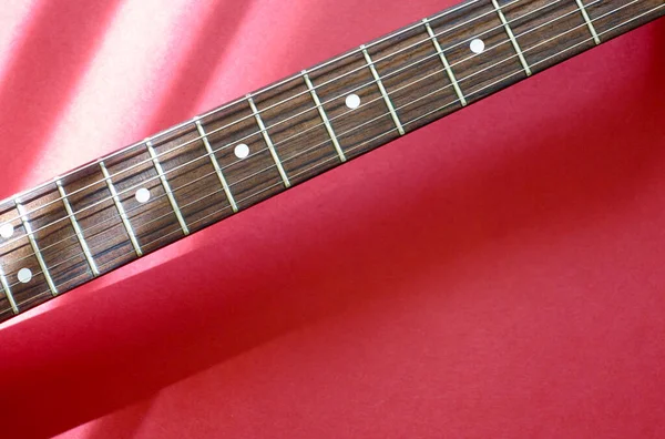 Guitarra Elétrica Fundo Cor Com Espaço Cópia — Fotografia de Stock