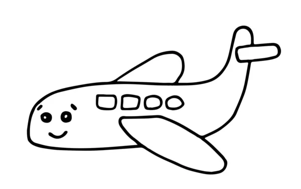 Plano Garabatos Dibujado Mano Avión Kawaii Grande Color Con Alas — Archivo Imágenes Vectoriales