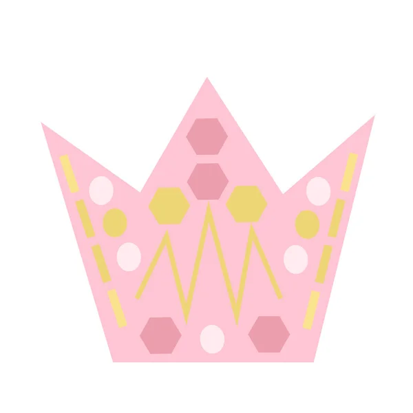 Colored Crown Princess Beautiful Vector Illustation Girl Dolls Pink Gold — Stock Vector