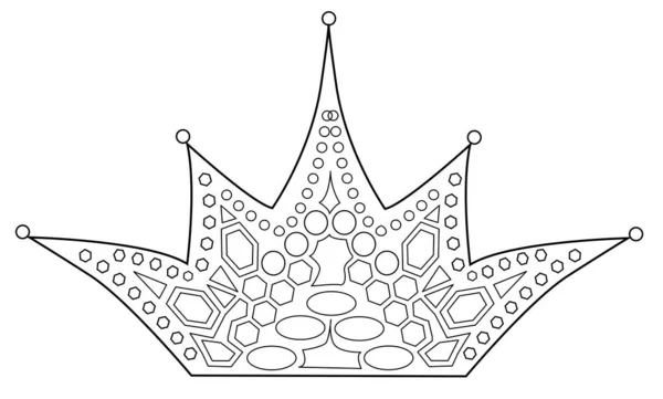 Beautiful King Crown Hand Drawn Vector Stock Illustration Black White — Stock Vector