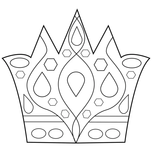 Piękna Korona Króla Ręcznie Rysowane Wektorowe Ilustracje Czarno Biały Rysunek — Wektor stockowy
