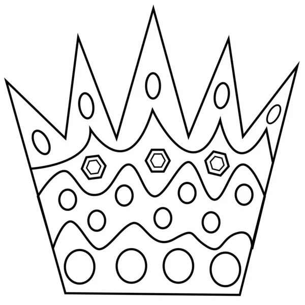 Güzel Kral Tacı Elle Çizilmiş Vektör Çizimi Siyah Beyaz Tahta — Stok Vektör