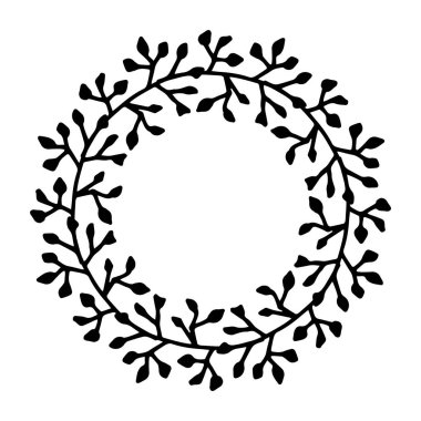 Çiçek çerçevesinin vektör çizimi. Taşralı. El çizimi basit bir çizgi. Siyah felç. Beyaz arka planda izole edilmiş. Zarif ve asil. Düğün tasarımı için en iyisi. Davetiye. Boşluğu kopyala