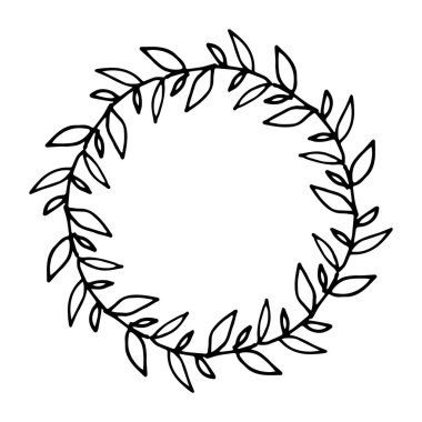 Çiçek çerçevesinin vektör çizimi. Taşralı. El çizimi basit bir çizgi. Siyah felç. Beyaz arka planda izole edilmiş. Zarif ve asil. Düğün tasarımı için en iyisi. Davetiye. Boşluğu kopyala