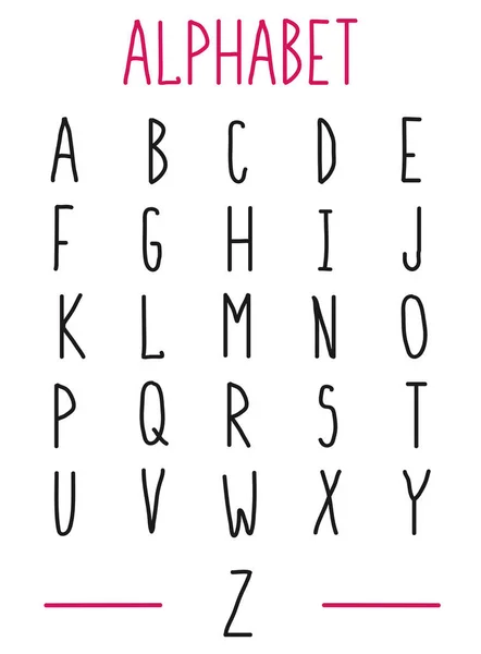 アルファベット シンプルなベクトルフォント 現代風の概要文字 タイポグラフィフォントの大文字 白地に孤立した文字 — ストックベクタ