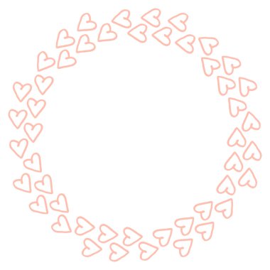 Sevgililer Günü oval çerçevesi güzel kalplerden yapılmıştır. Yumuşak pembe renkler. Davetiye, mektup ya da tasarım için en iyi geçmiş. Beyaz arka planda izole edilmiş. Boşluğu kopyala