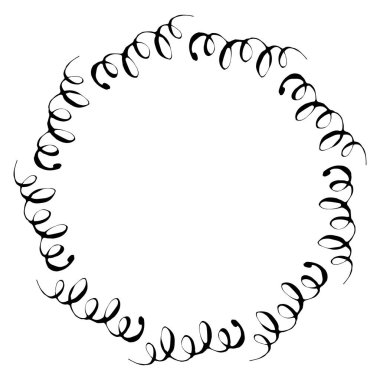 kıvrımlı, kıvrımlı siyah ve beyaz vektör çerçevesi. El yapımı elementler. Minimalizm, basitlik. Beyazda izole edilmiş. Düğün davetiyesi şablonu tasarımı için çiçekli kır çelengi. Botanik