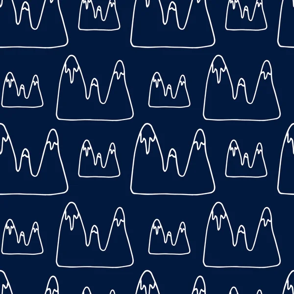 Motif Sans Couture Avec Montagne Doodle Dessinée Main Simple Ligne — Image vectorielle