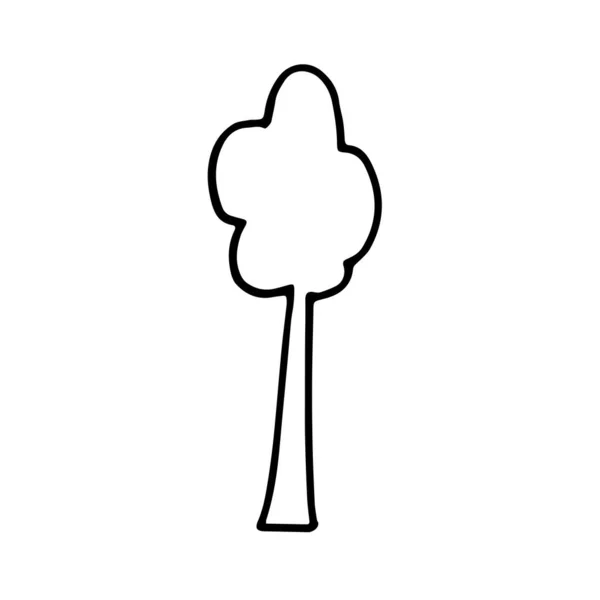 手绘涂鸦树 简单厚实的黑线 白桦树 最适合自然和儿童彩色书的设计 环境概念 在白色背景上孤立的向量图 — 图库矢量图片