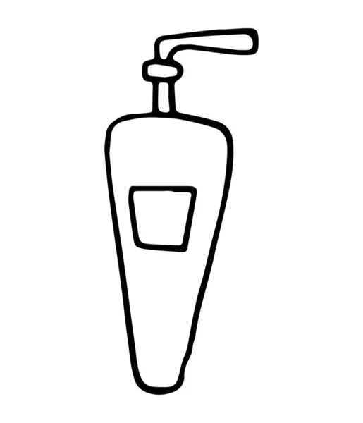 Белая Косметическая Бутылка Ручной Работы Черный Удар Простая Линия Векторная — стоковый вектор