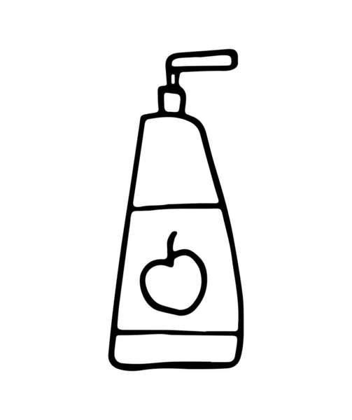 Белая Косметическая Бутылка Ручной Работы Черный Удар Простая Линия Векторная — стоковый вектор