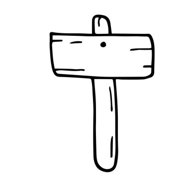 Tahta İşaretler ve Yön Okları. Çizilmiş el çizimleri, ahşap paneller ve yol işaretleri. Beyaz arkaplanda izole edilmiş vektör