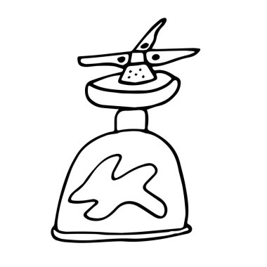 Kamp sobası çizimi. Vektör çizimi. Yakıcı beyaz arkaplanda izole edildi. Taslak vektör işareti. Basit ince çizgi