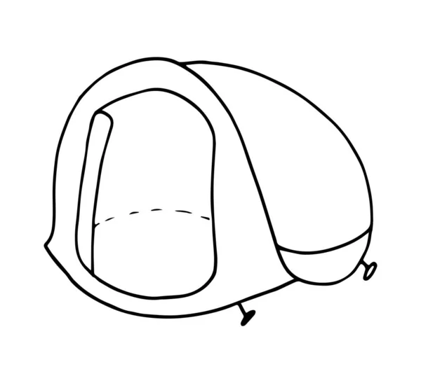 手绘帐篷涂鸦图标 简单的黑色中风 露营标志符号 装饰元素 白色背景 孤立无援平面设计 矢量卡通画 — 图库矢量图片