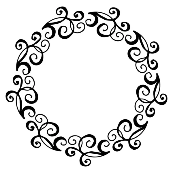 素朴なスタイルで黒と白のベクトルフレーム 枝の花輪 ミニマリズムとシンプルさ 白に隔離されてる 結婚式招待テンプレートのデザインのための花素朴な枝花輪 植物学 — ストックベクタ